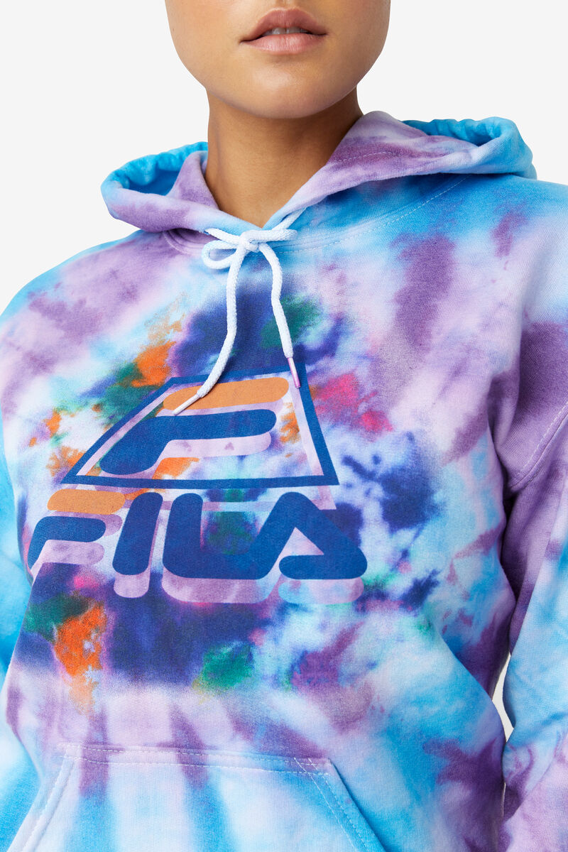 Fila Tie Dye Icon Hoodie Hoodie Herr Lila Blå | bFeNltQHlpT