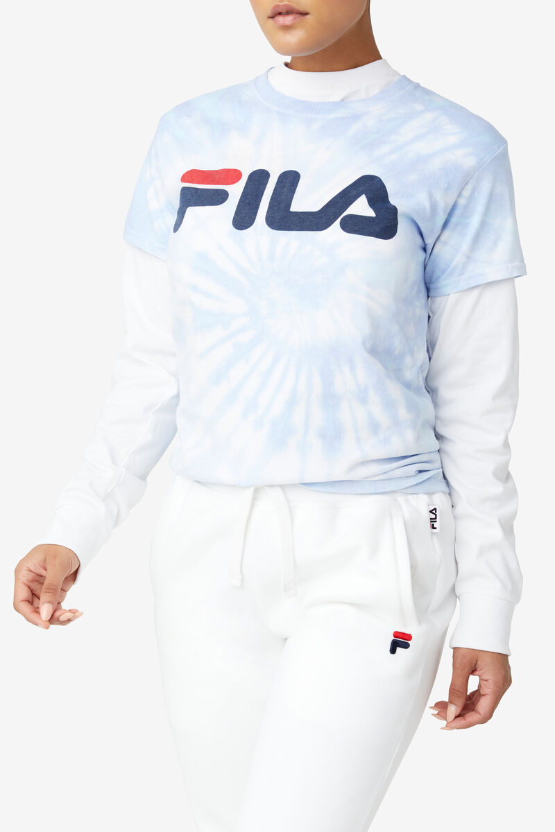 Fila Tie Dye Logo T-shirt Dam Ljusblå | GxBnV5dPS8Y