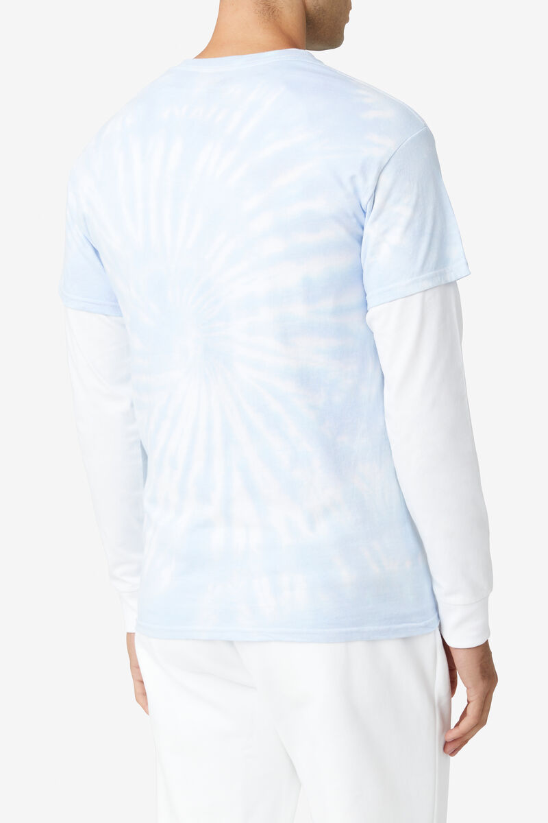 Fila Tie Dye Logo T-shirt Herr Ljusblå | 3McyHENNIeE