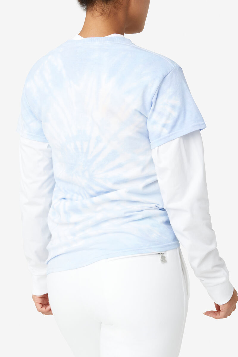 Fila Tie Dye Logo T-shirt Herr Ljusblå | 3McyHENNIeE