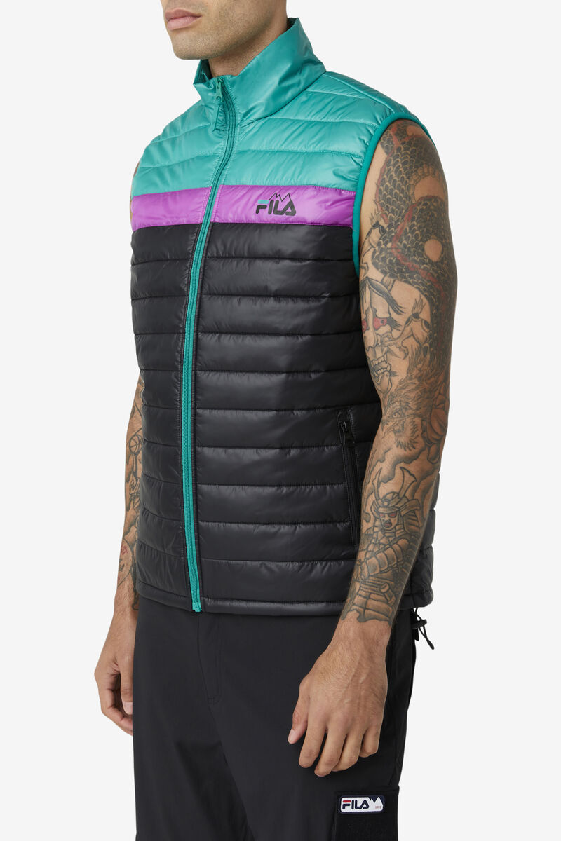 Fila Tri Vest Jacka Herr Svarta Gröna Lila | 7A5jgDkyYGo