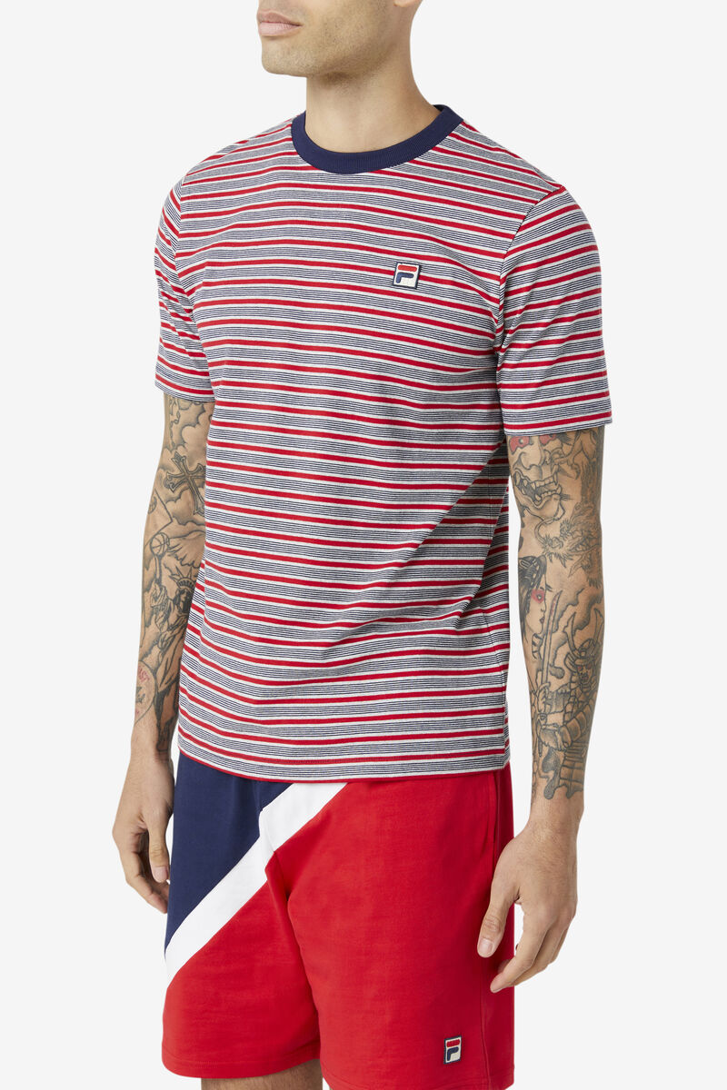 Fila Tux Striped T-shirt Herr Marinblå | V9sEacoMOmY