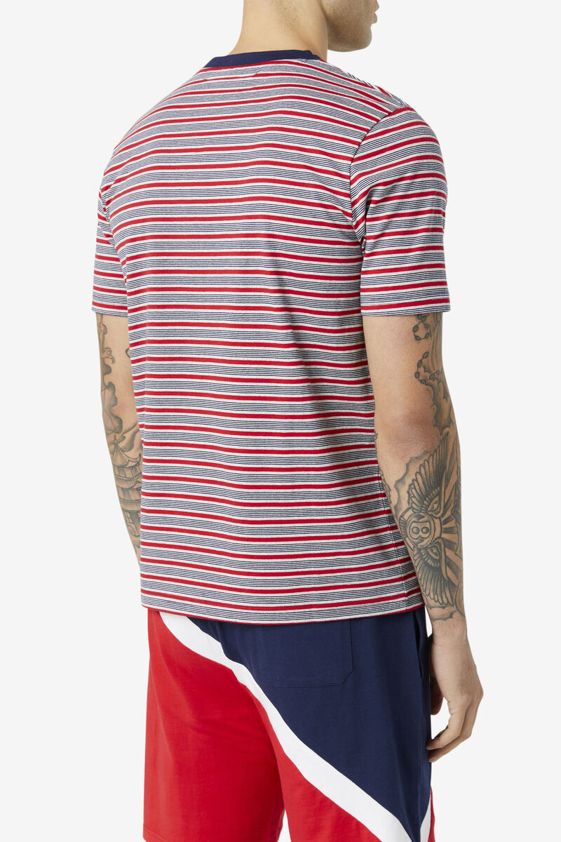 Fila Tux Striped T-shirt Herr Marinblå | V9sEacoMOmY