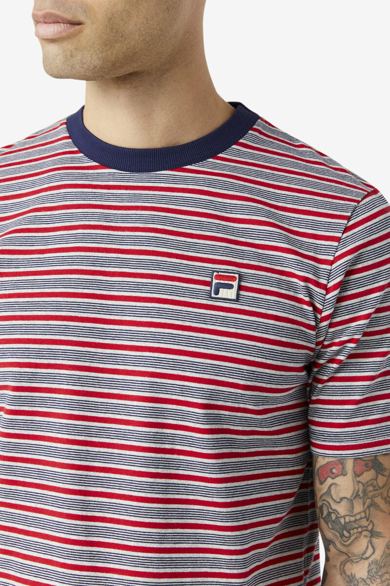Fila Tux Striped T-shirt Herr Marinblå | V9sEacoMOmY