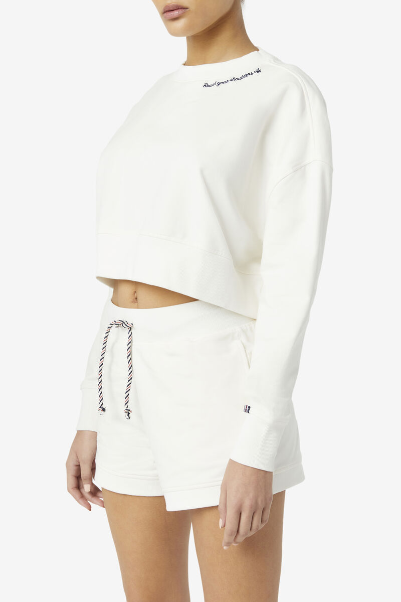 Fila Vitalia Cropped Crew Tröjor Dam Vita Marinblå | YoDdbnY7L13