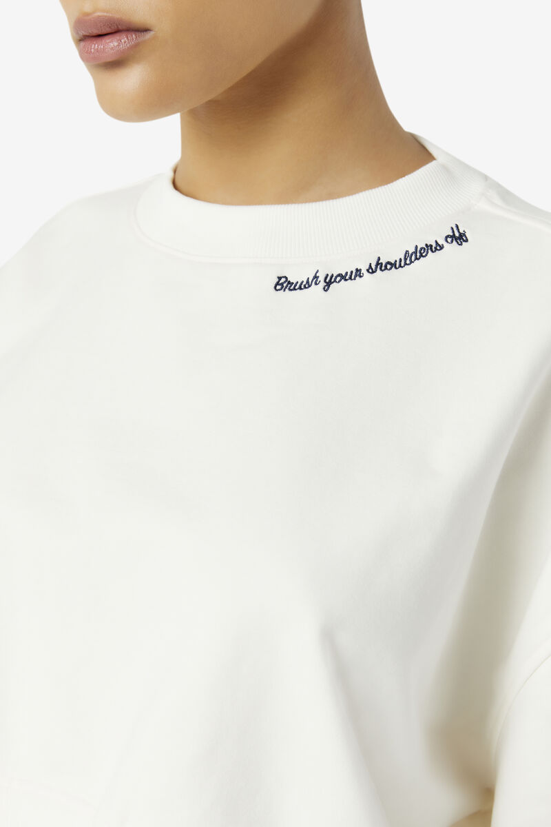 Fila Vitalia Cropped Crew Tröjor Dam Vita Marinblå | YoDdbnY7L13