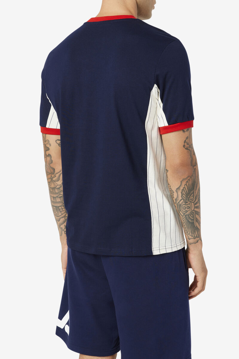 Fila Warner T-shirt Herr Marinblå Vita Röda | GZ3LtH8w9Rx