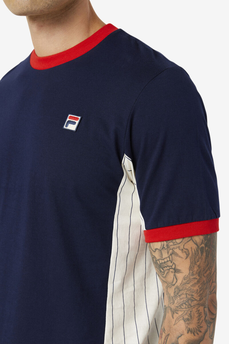 Fila Warner T-shirt Herr Marinblå Vita Röda | GZ3LtH8w9Rx
