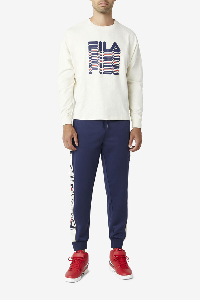 Fila Wendell Long Sleeve Shirt Herr Marinblå Röda | JhanOic63Sv