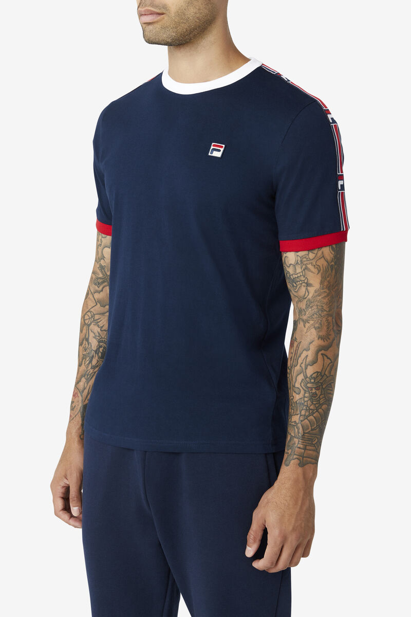 Fila Zale T-shirt Herr Marinblå Röda Vita | 5xOfYYwrgpu