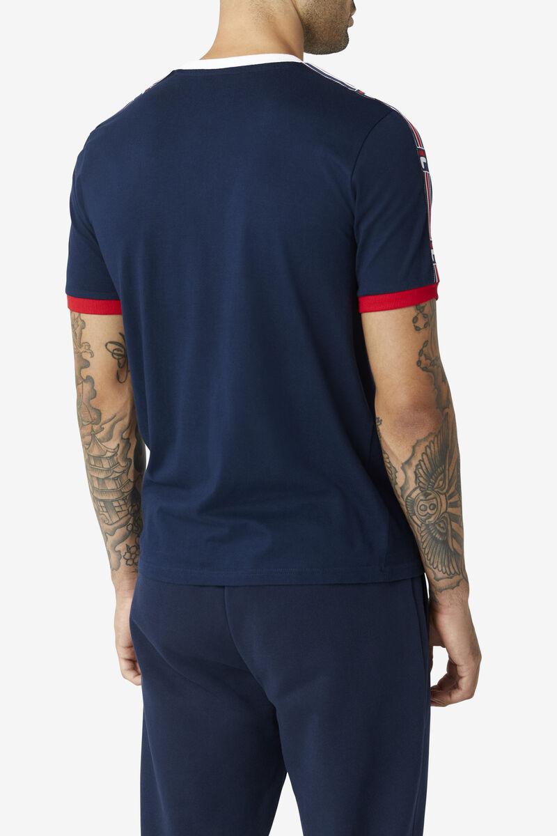 Fila Zale T-shirt Herr Marinblå Röda Vita | 5xOfYYwrgpu