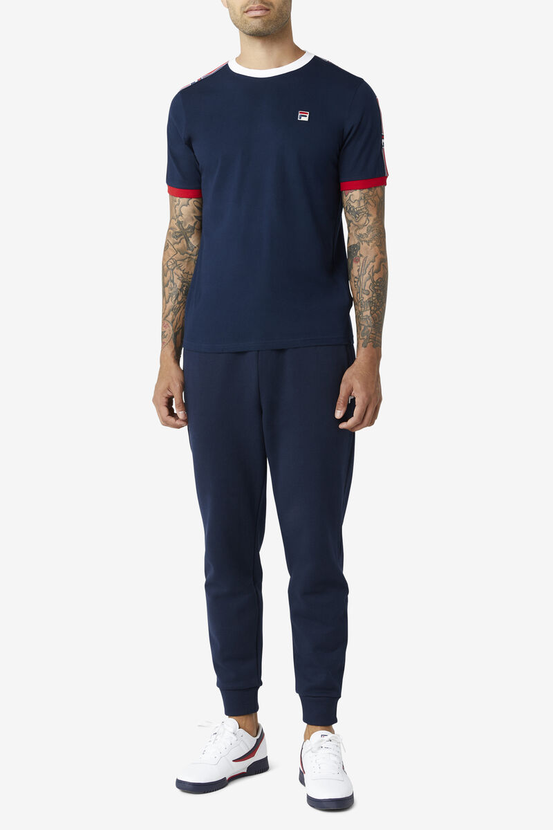 Fila Zale T-shirt Herr Marinblå Röda Vita | 5xOfYYwrgpu