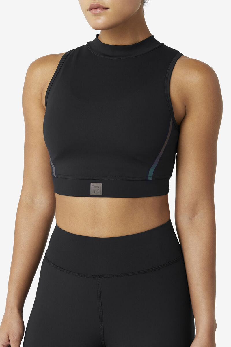 Fila Zola Crop Top T-shirt Dam Svarta | kqDFeAZJfQd