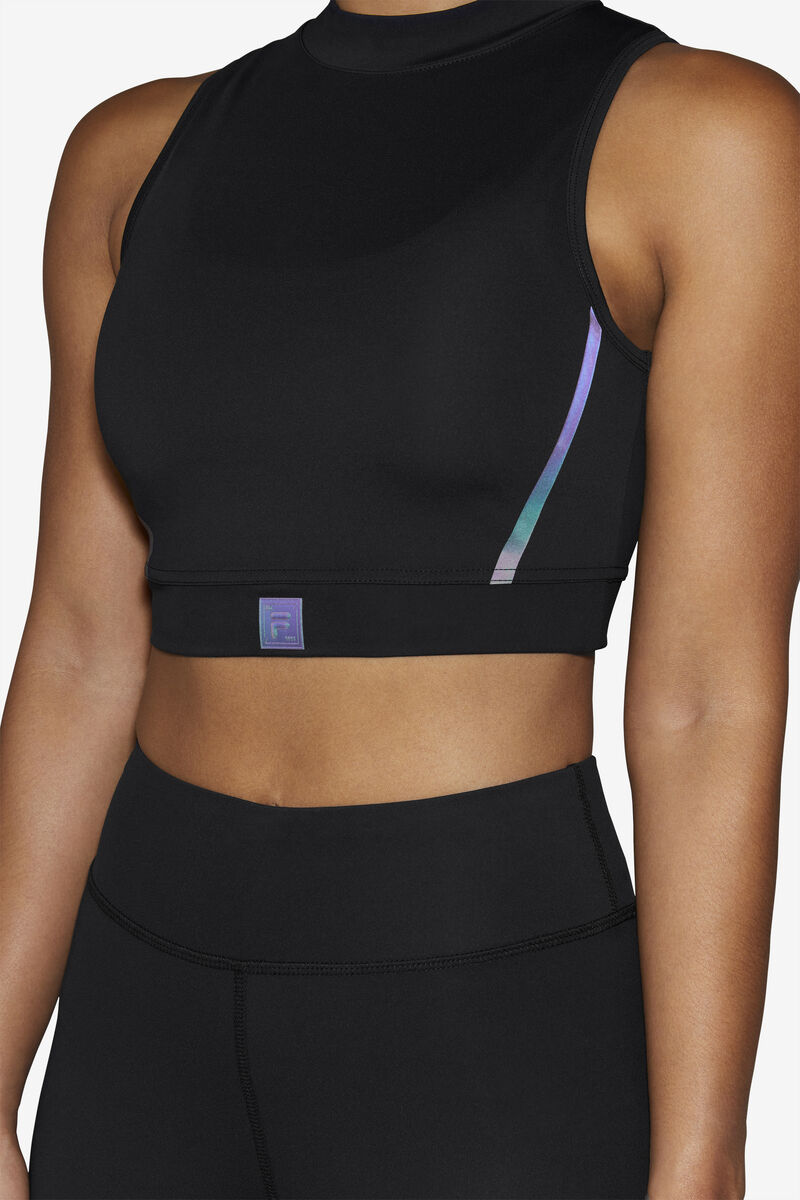 Fila Zola Crop Top T-shirt Dam Svarta | kqDFeAZJfQd