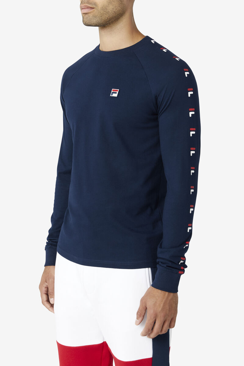 Fila Zubby Long Sleeve Shirt Herr Marinblå Röda Vita | YgkGDCP81An