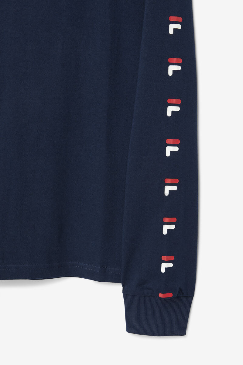 Fila Zubby Long Sleeve Shirt Herr Marinblå Röda Vita | YgkGDCP81An