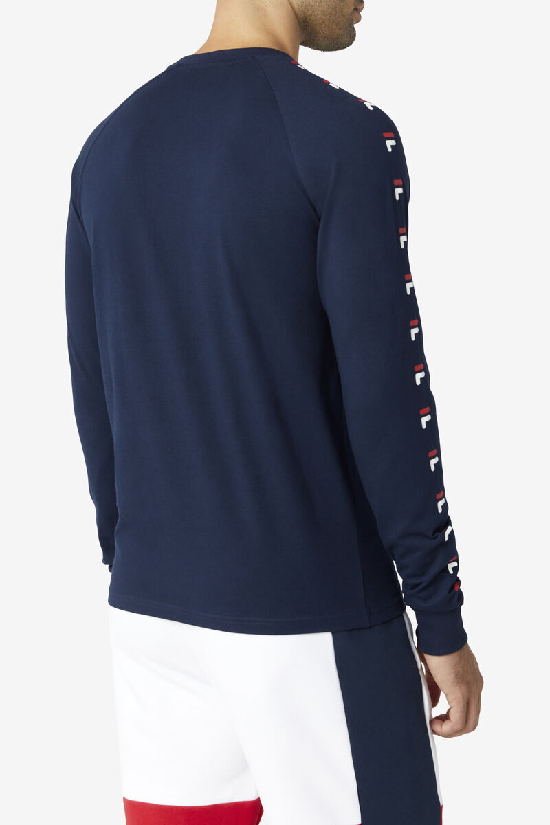 Fila Zubby Long Sleeve Shirt Herr Marinblå Röda Vita | YgkGDCP81An