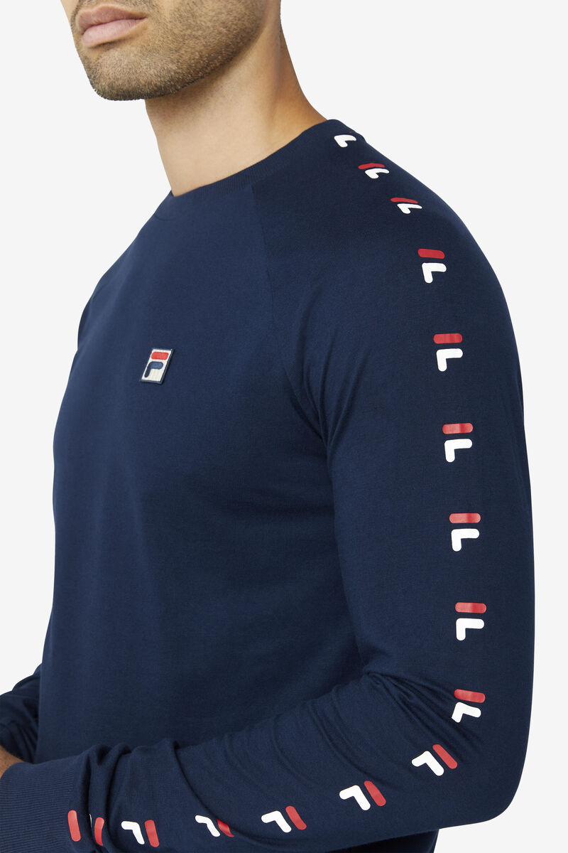 Fila Zubby Long Sleeve Shirt Herr Marinblå Röda Vita | YgkGDCP81An