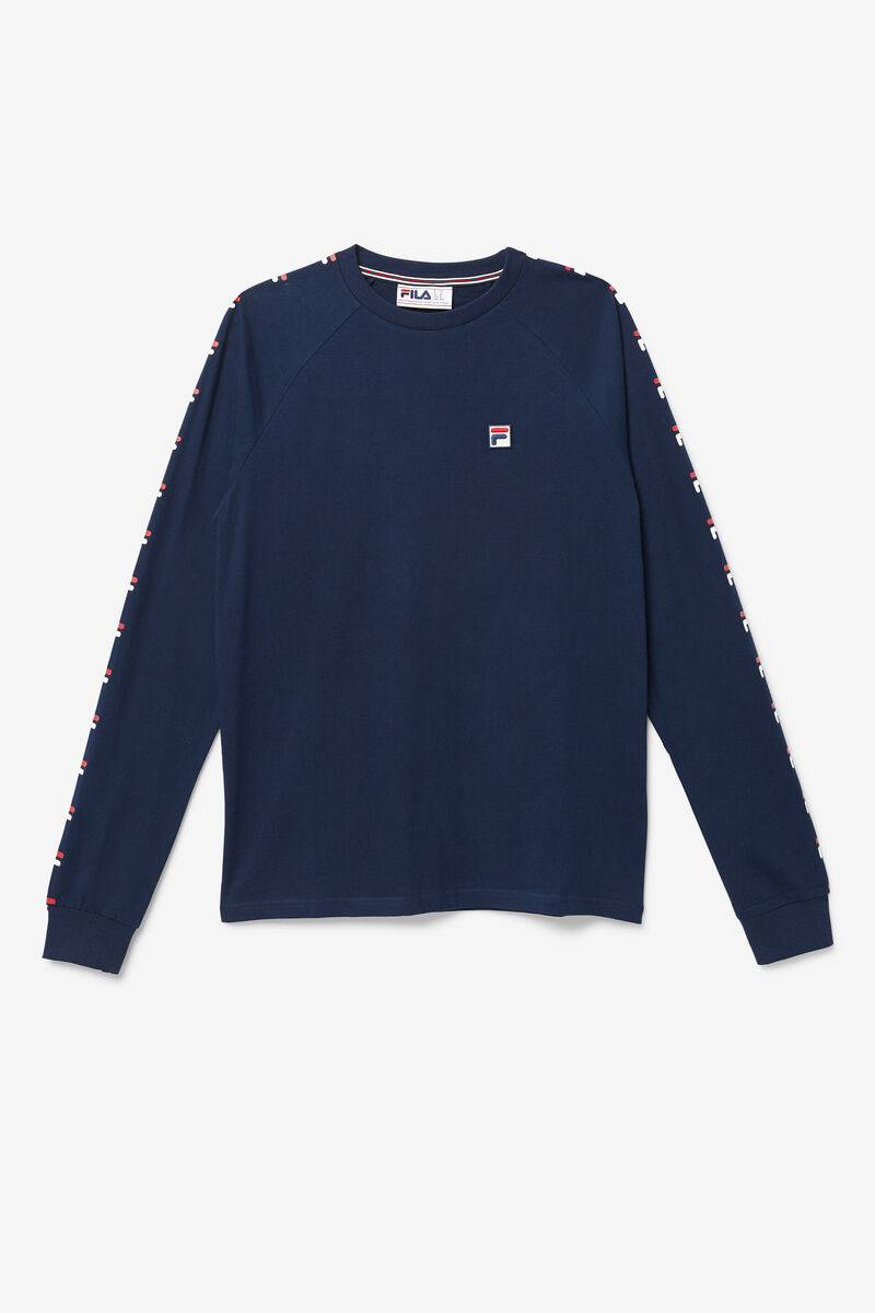 Fila Zubby Long Sleeve Shirt Herr Marinblå Röda Vita | YgkGDCP81An